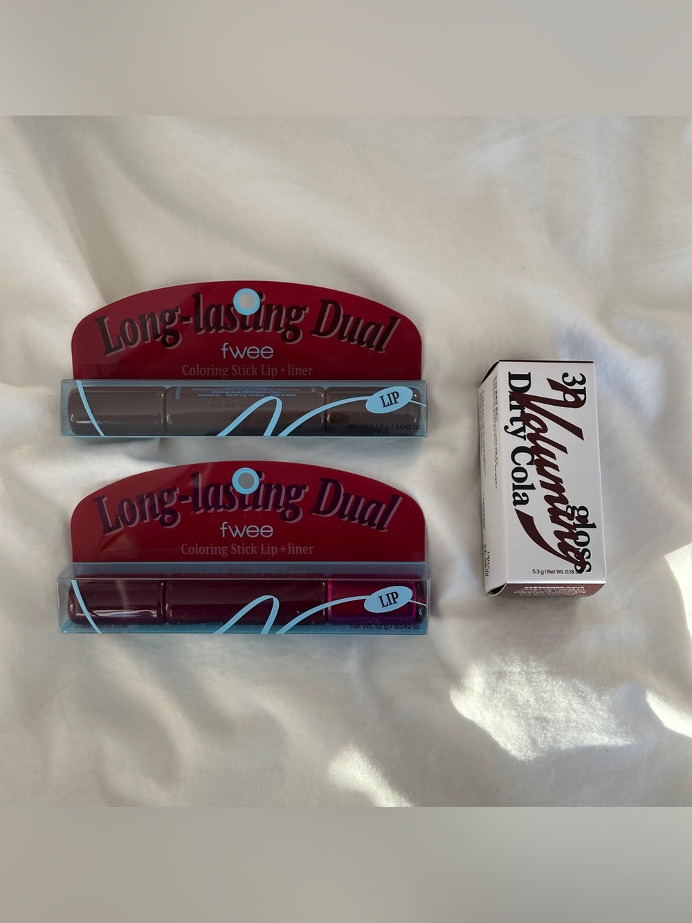 NIB fwee Long-Lasting Dual Lip Liner & Voluming Tint Cola Gloss Bundle